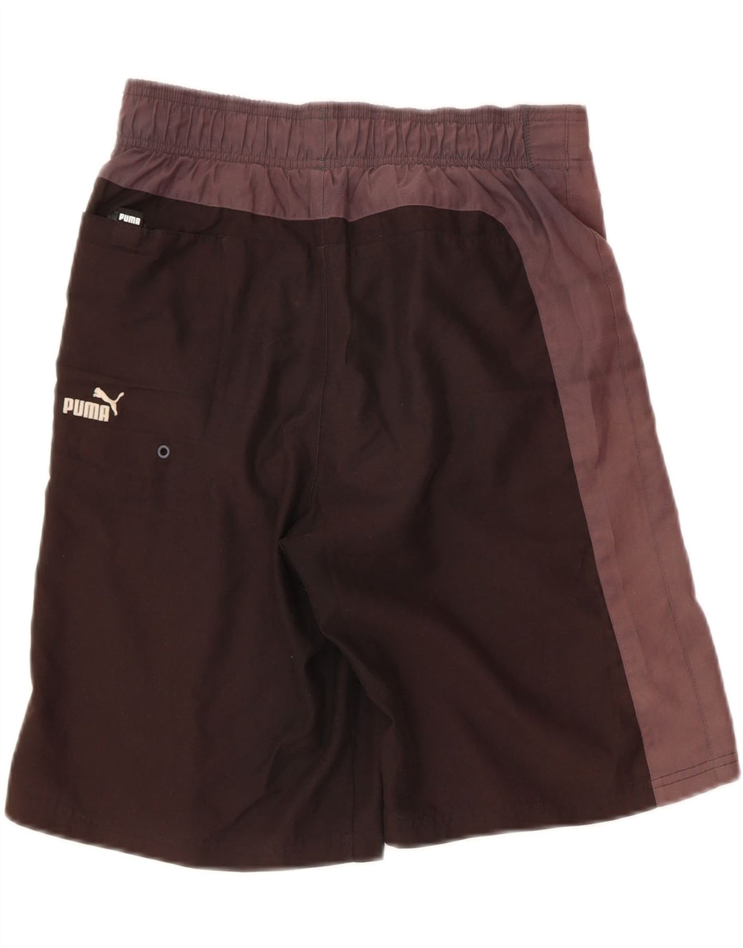 PUMA Mens Graphic Swimming Shorts Small Brown Colourblock Vintage Puma and Second-Hand Puma from Messina Hembry 