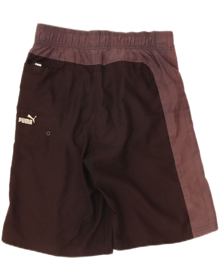 PUMA Mens Graphic Swimming Shorts Small Brown Colourblock Vintage Puma and Second-Hand Puma from Messina Hembry 