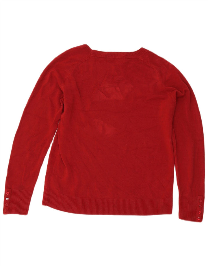 Marks & Spencer Dame Boat Neck Jumper Sweater UK 14 Medium Rød Akryl