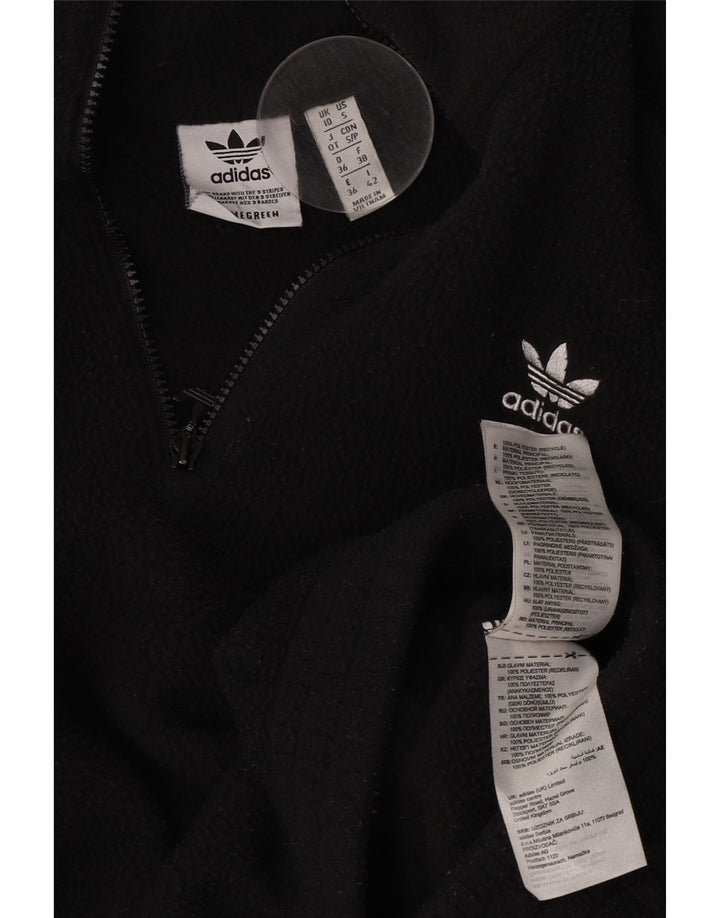 Adidas Dame Lynlås Oversized Fleece Jumper UK 10 Lille Sort Polyester