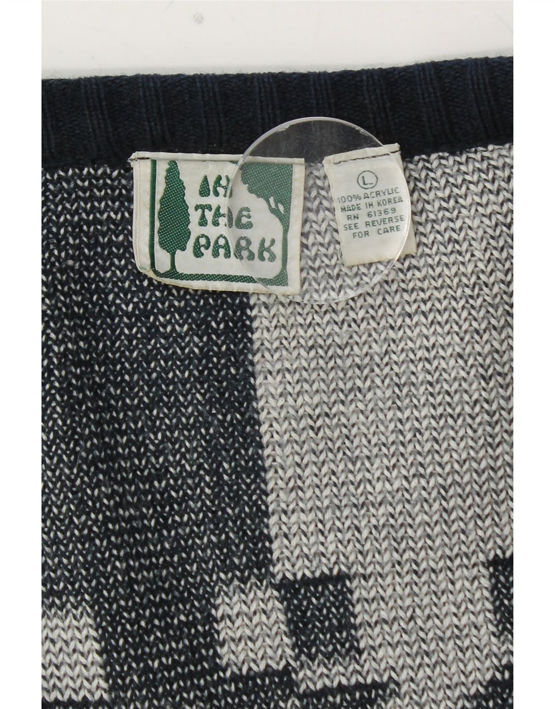 VINTAGE Dame Oversized Cardigan Sweater UK 16 Large Navy Blue Geometric