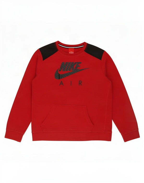 Nike Boys Graphic Sweatshirt Jumper 13-14 Years XL Red Colourblock Cotton