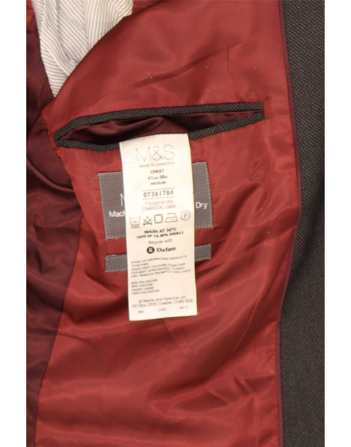 Marks & Spencer Herre 2 Button Blazer Jacket UK 38 Medium Grey Polyester