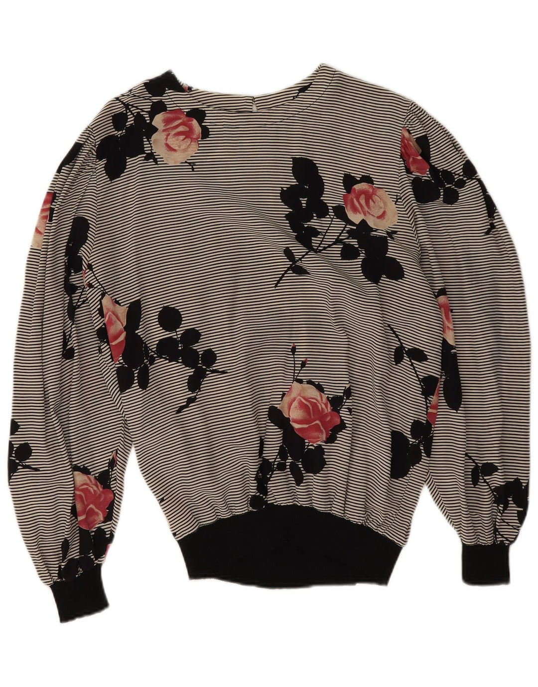 Biffi Dame Langærmet Bluse Top UK 16 Large Grey Floral Silke