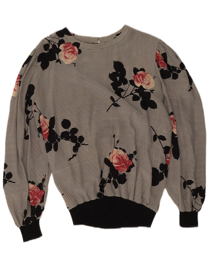 Biffi Dame Langærmet Bluse Top UK 16 Large Grey Floral Silke