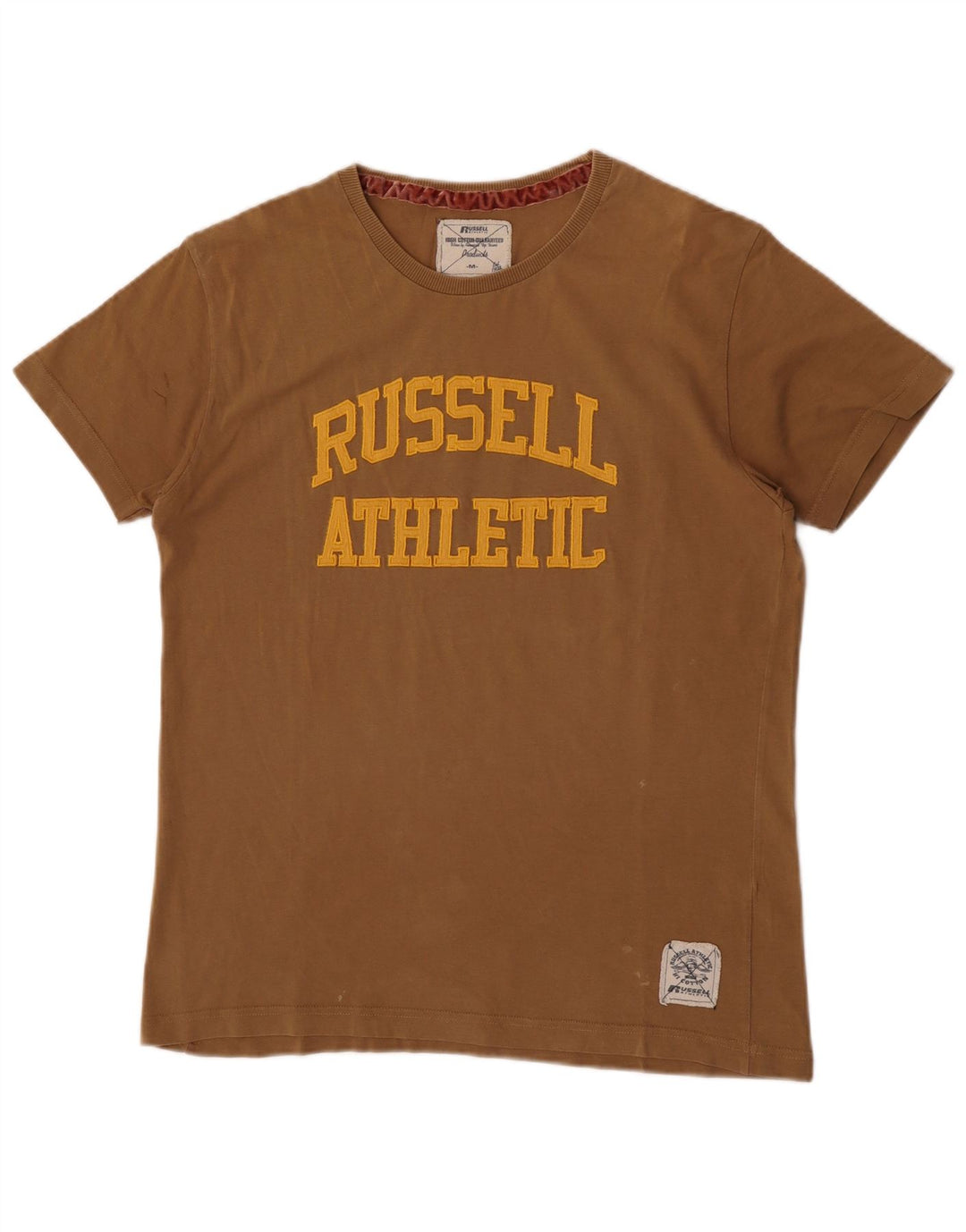 Russell Athletic Herre grafisk T-shirt Top Medium Khaki Bomuld