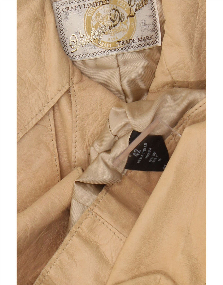 Vintage læderjakke til kvinder IT 42 Medium Beige Læder