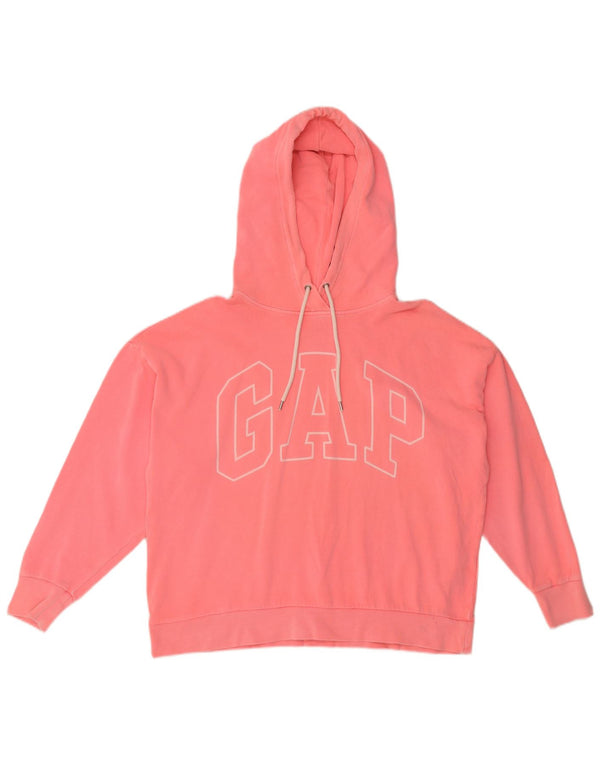 Gap Womens Grafisk Oversized Hoodie Jumper UK 16 Large Pink Bomuld