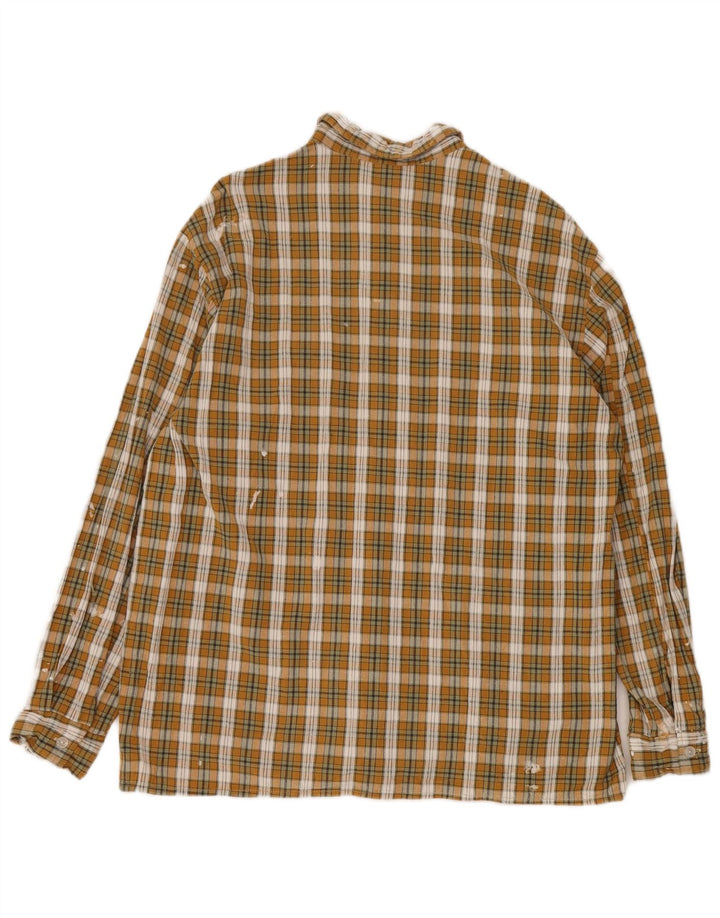 VINTAGE Mens Flannel Shirt Size 43 Large Yellow Check