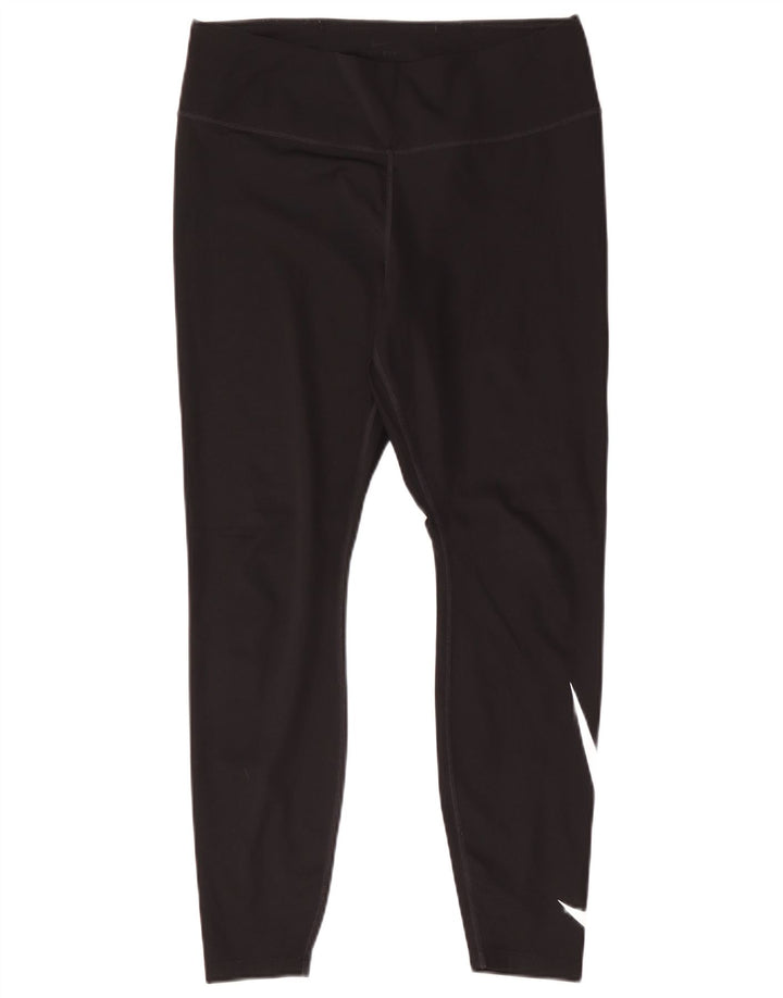 Nike Dame Dri Fit Grafiske Leggings UK 14 Large Black Polyester