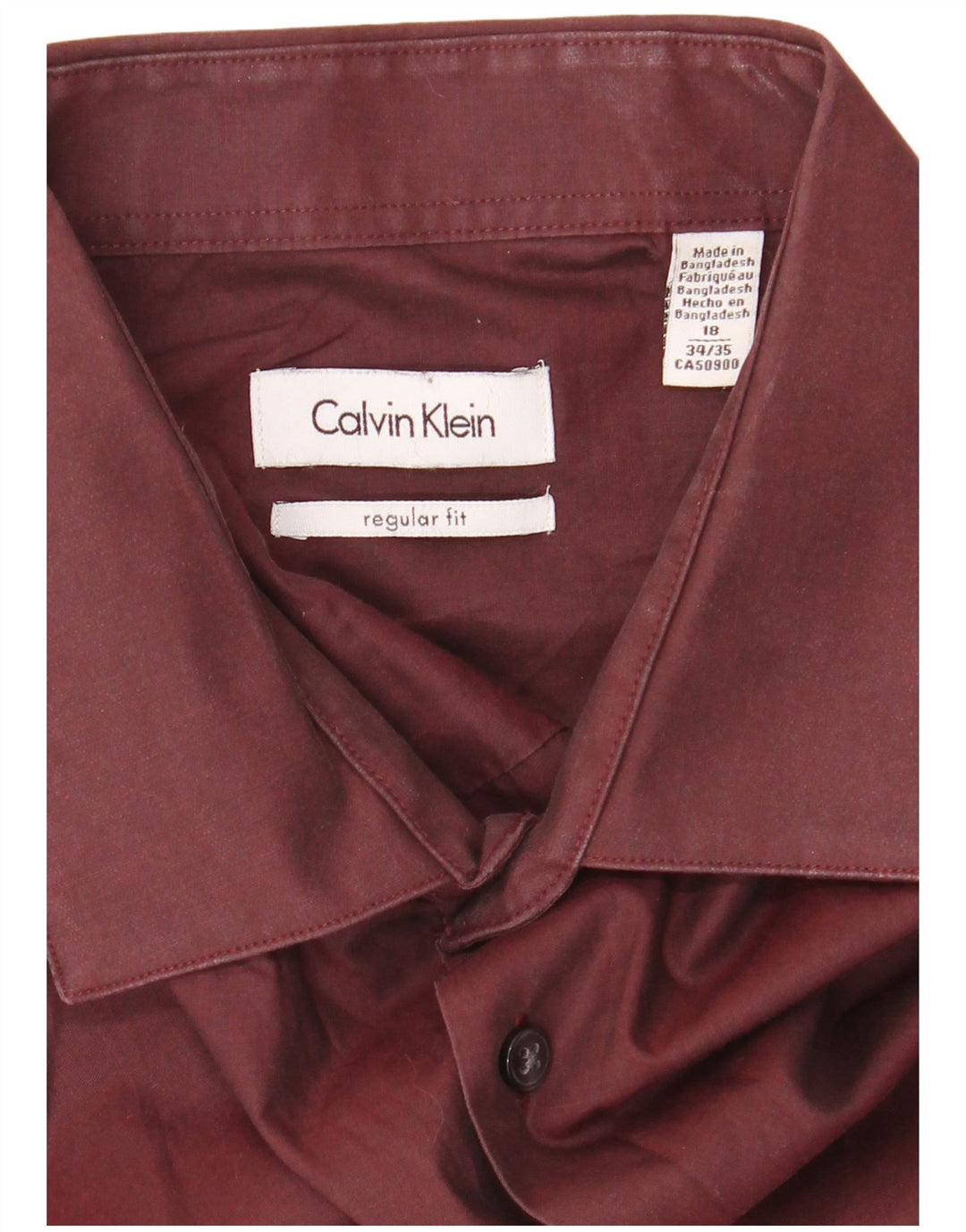 CALVIN KLEIN Herre Regular Fit skjorte str. 18 2XL rødbrun bomuld
