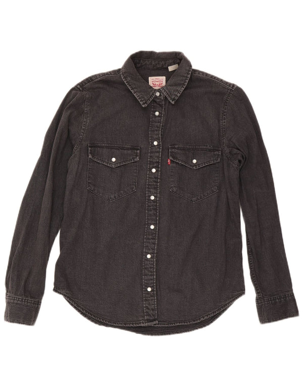 Levi's Dame Denim Shirt UK 10 Small Black Bomuld