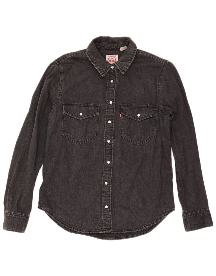 Levi's Dame Denim Shirt UK 10 Small Black Bomuld