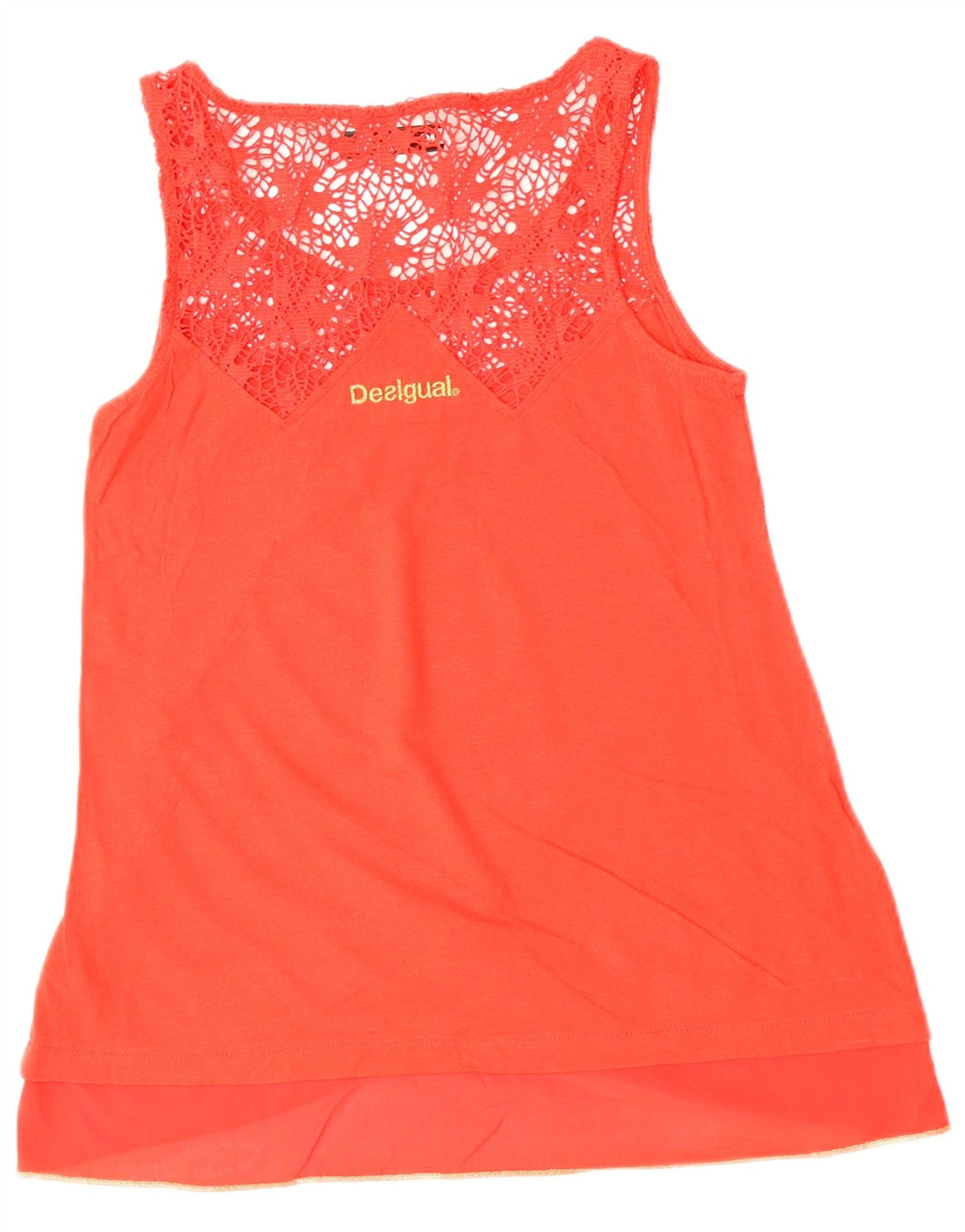 DESIGUAL Dame ærmeløs bluse Top UK 10 Små røde blomster bomuld