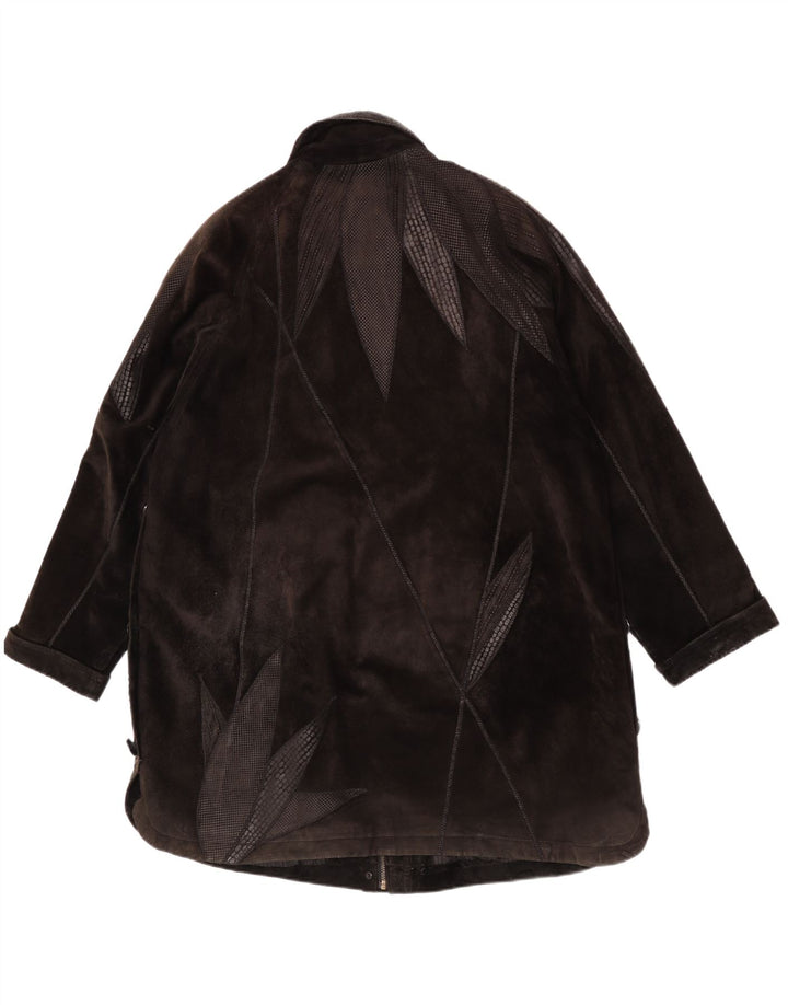 Vintage oversized ruskindsfrakke til kvinder IT 42 medium brunt læder
