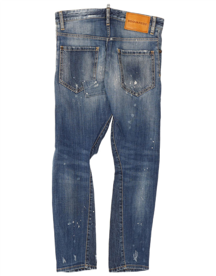 Dsquared2 Dame Distressed Slim Jeans IT 42 Medium W30 L27 Blue Spotted
