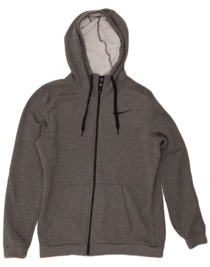 Nike Herre Dri Fit Standard Fit Hættetrøje med lynlås mellemgrå polyester