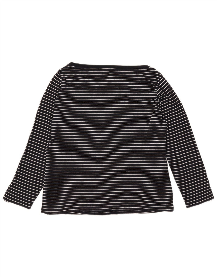 Marks & Spencer Dame Top Langærmet UK 16 Large Navy Blue Pinstripe