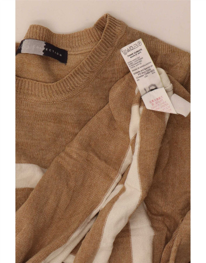 Marks & Spencer Dame Boat Neck Jumper Sweater UK 12 Medium Beige Striped