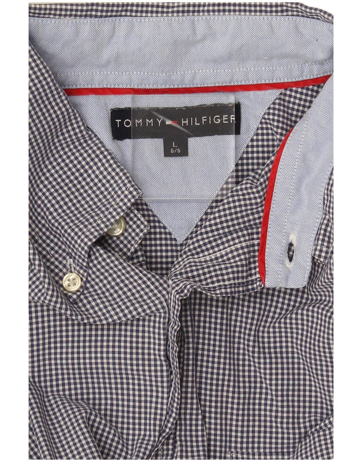 Tommy Hilfiger Herreskjorte Stor marineblå Gingham