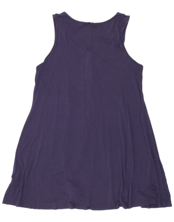 Marks & Spencer Dame Ærmeløs A-Line Kjole UK 18 XL Navy Blue Viscose
