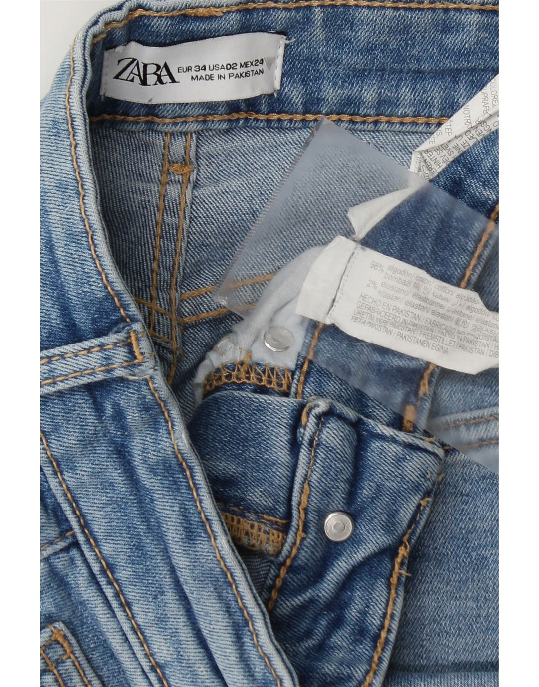 Zara Dame Bootcut Jeans EU 34 2XS W24 L26 Blå Bomuld