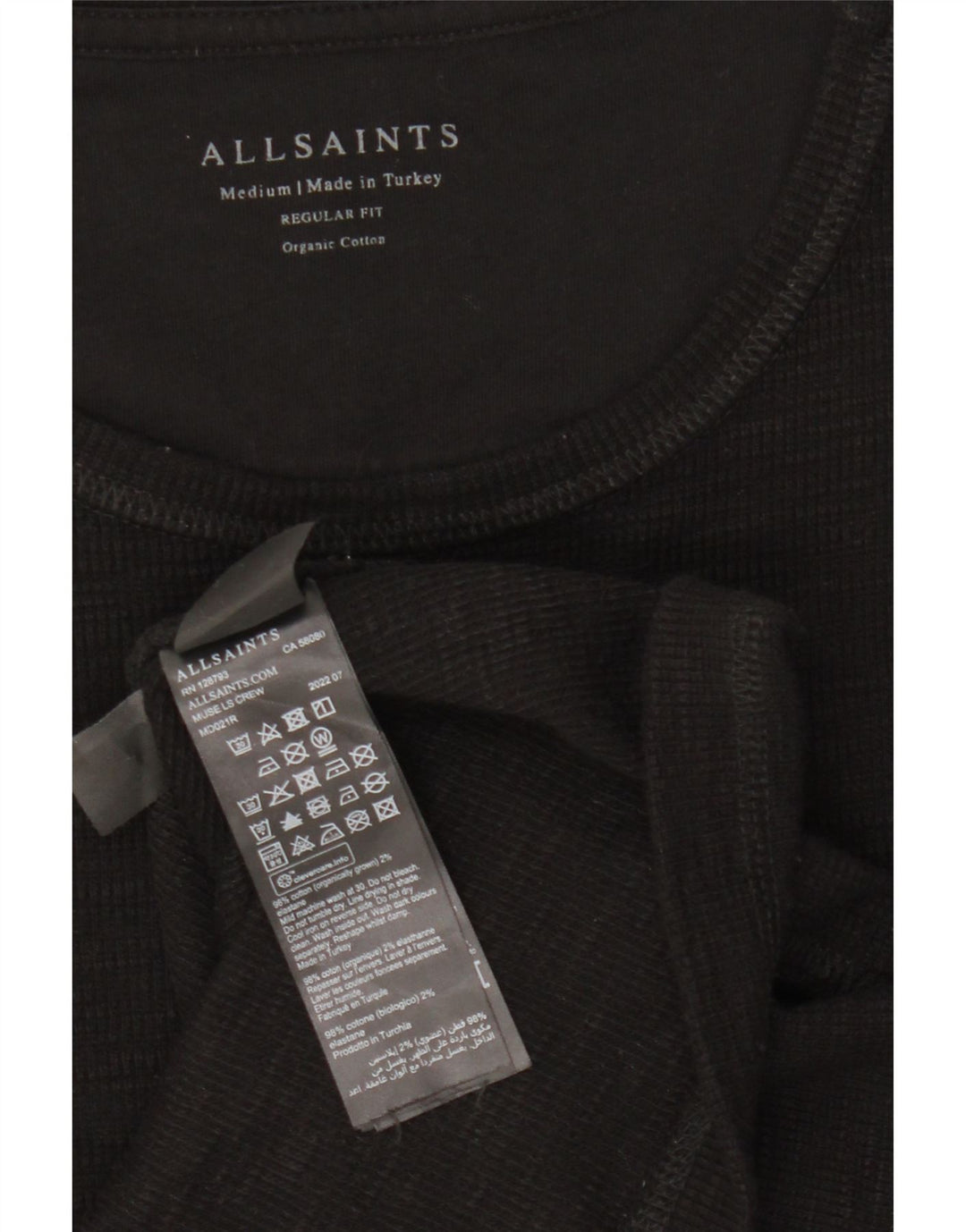 All Saints Herre Regular Fit Top Langærmet Medium Sort Bomuld