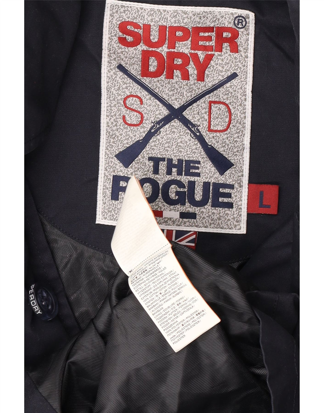 Superdry Herre Ærtefrakke UK 40 Stor marineblå bomuld