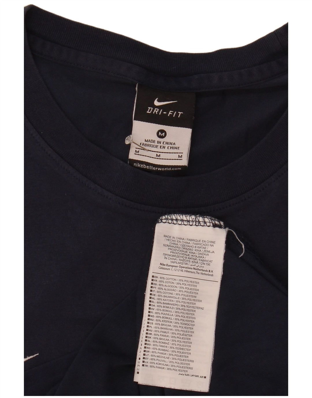 Nike herre Dri Fit T-shirt top mellem marineblå bomuld