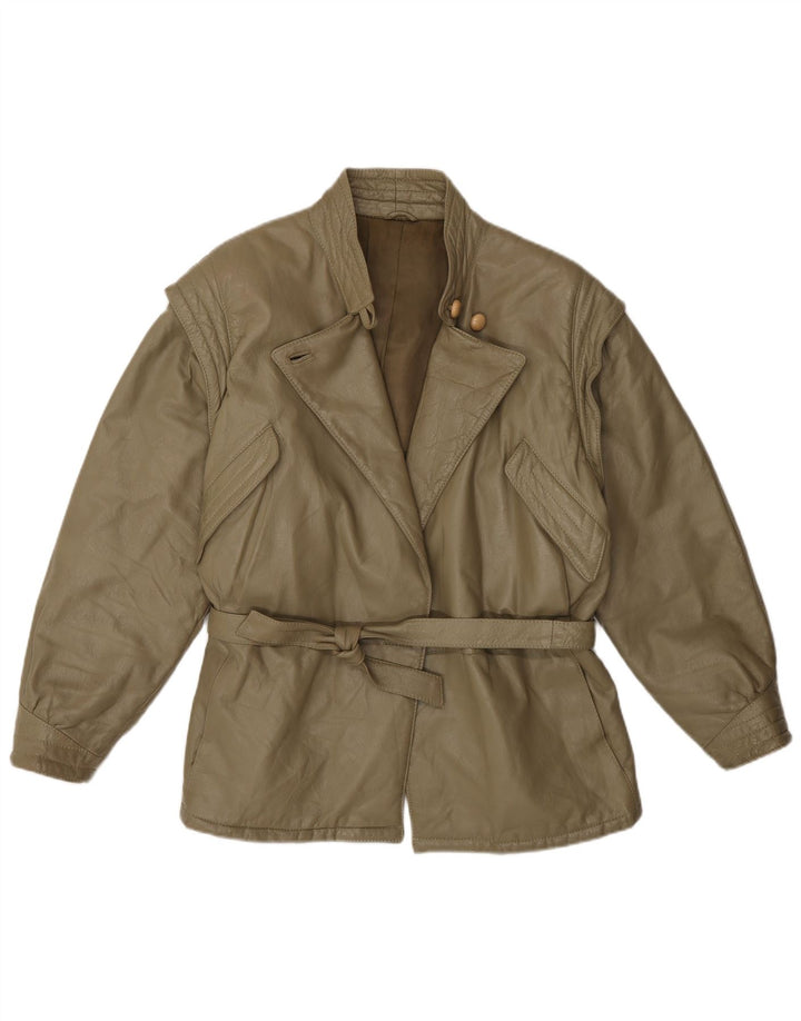 Vintage dame læderjakke UK 16 Large Khaki