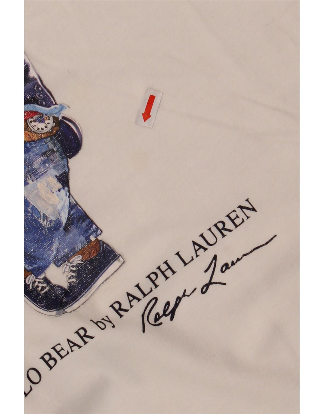 POLO RALPH LAUREN Herre Slim Fit Grafisk T-Shirt Top Medium Hvid Bomuld