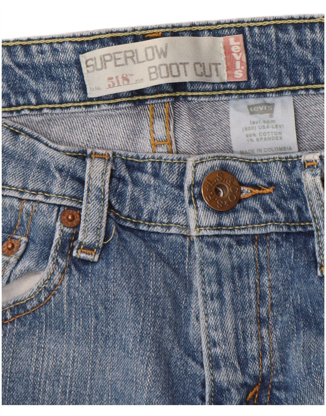 Levi's Dame 518 Super Low Bootcut Jeans W28 L32 Blå Bomuld