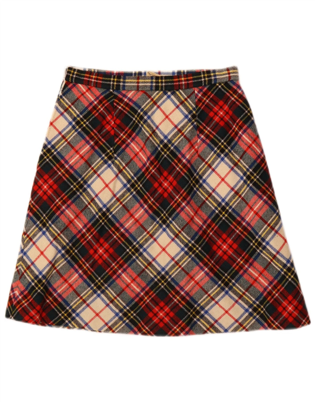 Vintage A-line nederdel til kvinder W24 XS flerfarvet plaid