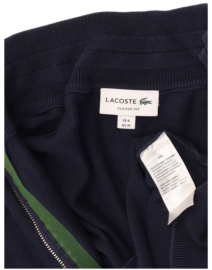 Lacoste Herre Classic Fit Cardigan Sweater Størrelse 4 Medium Marineblå Bomuld
