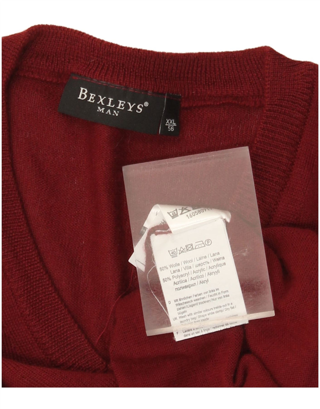 BEXLEYS Herre V-hals sweater IT 56 2XL Bourgogne uld