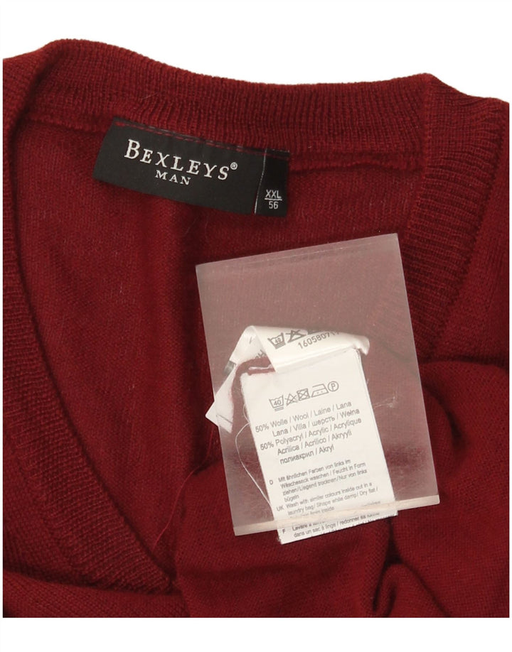 BEXLEYS Herre V-hals sweater IT 56 2XL Bourgogne uld