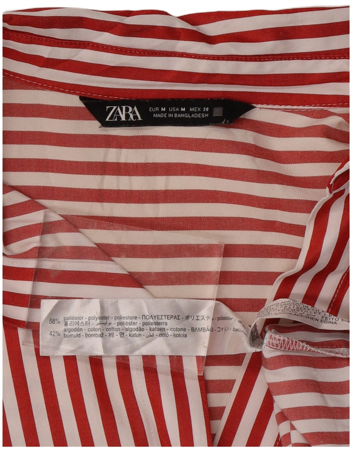 ZARA Dameskjorte UK 14 Medium rødstribet polyester