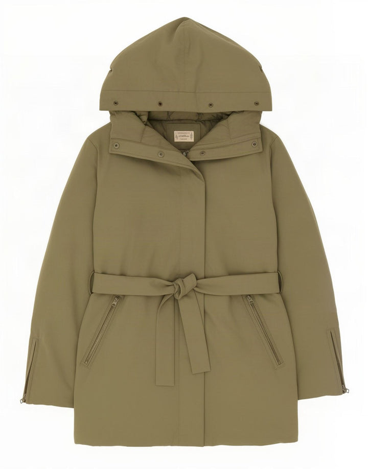 Benetton Dame Hooded Parka Jacket UK 14 Medium Green