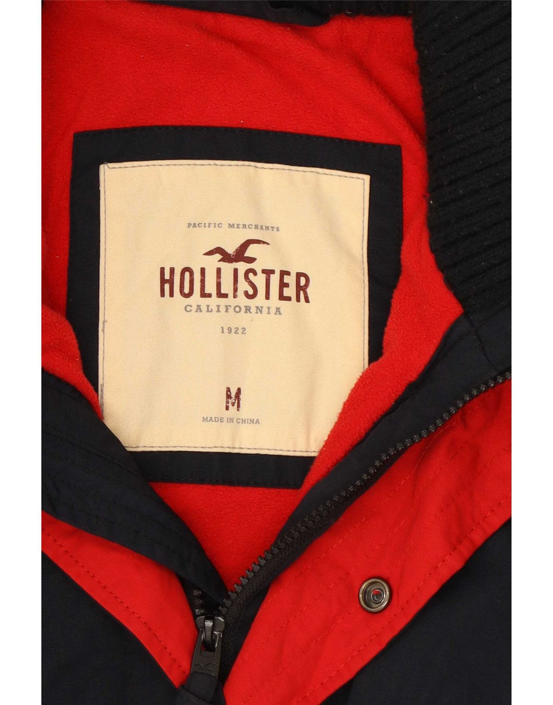 Hollister Herre Windbreaker Jacket UK 38 Medium Navy Blue Nylon