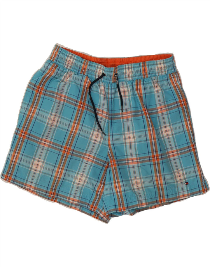 TOMMY HILFIGER Mens Swimming Shorts Small Blue Check Vintage Tommy Hilfiger and Second-Hand Tommy Hilfiger from Messina Hembry 