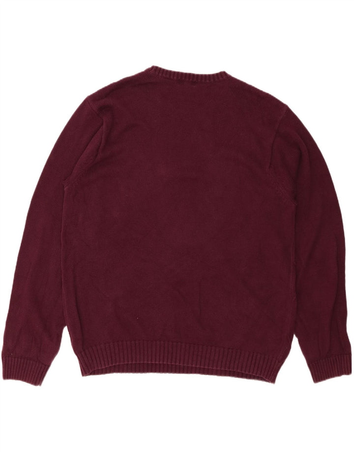 IZOD Mens Crew Neck Jumper Sweater Large Burgundy Cotton