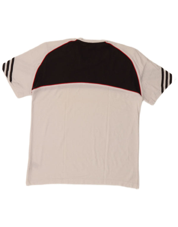 Adidas Herre T-Shirt Top UK 38/40 Medium White Colourblock Bomuld