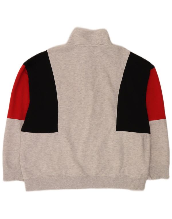 LOUNGE Mens Chicago Bulls Graphic Sweatshirt Jumper 2XL Grey Colourblock