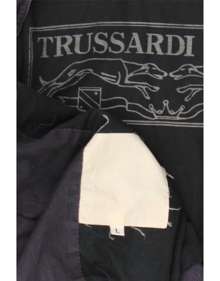 Trussardi Dame Oversized Bomber Jacket UK 16 Large Navy Blue