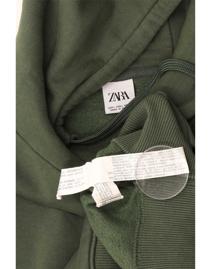 Zara Herre Hættetrøje Jumper Stor Grøn Bomuld