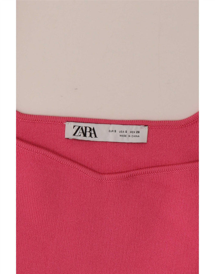 Zara Womens Crop Cami Top UK 8 Small Pink Polyester