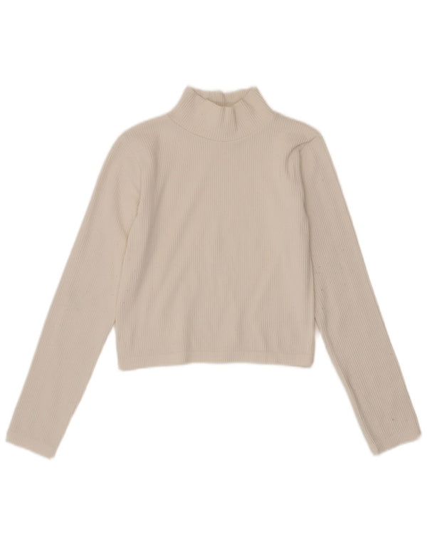 Zara Dame Crop Top Langærmet UK 12 Medium White