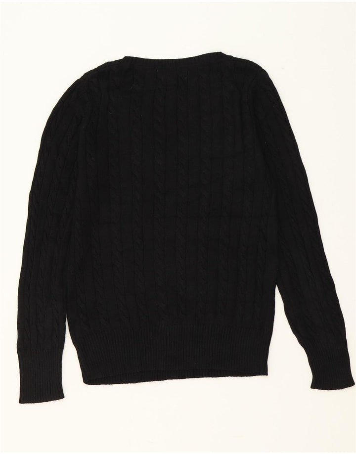 EDDIE BAUER Womens V-Neck Jumper Sweater UK 16 Medium Black Cotton Vintage Eddie Bauer and Second-Hand Eddie Bauer from Messina Hembry 