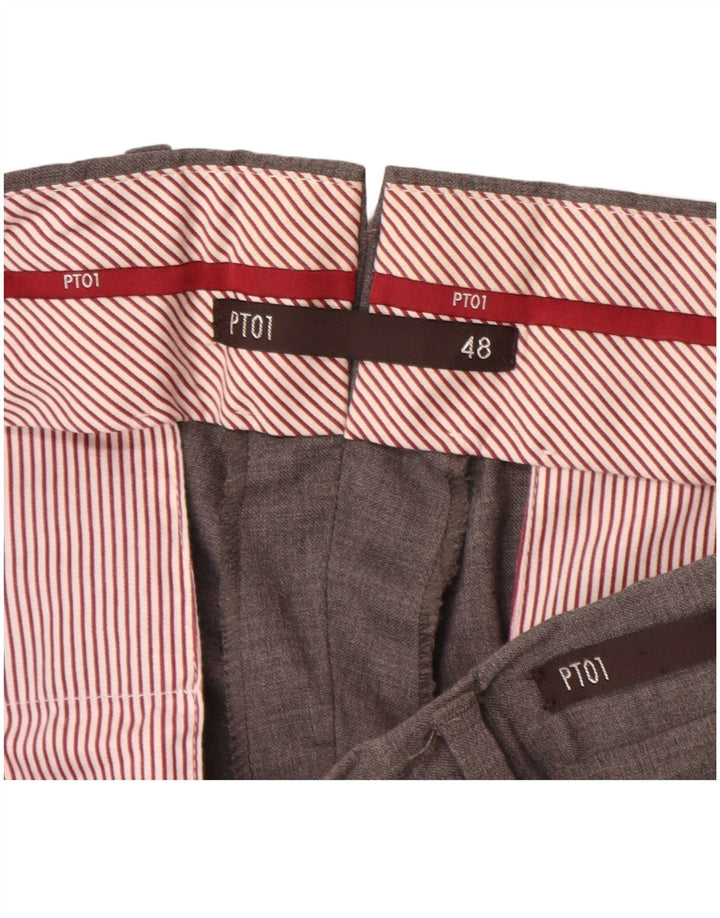 VINTAGE Herre Slim Suit Bukser IT 48 Medium W32 L31 Grå Uld