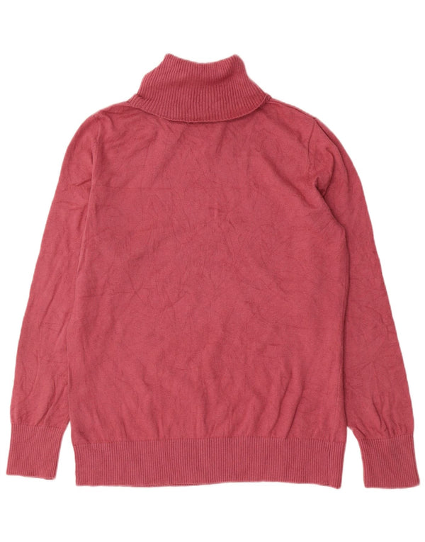 L.L.Bean Dame Rullehals Sweater UK 16 Stor Pink Bomuld